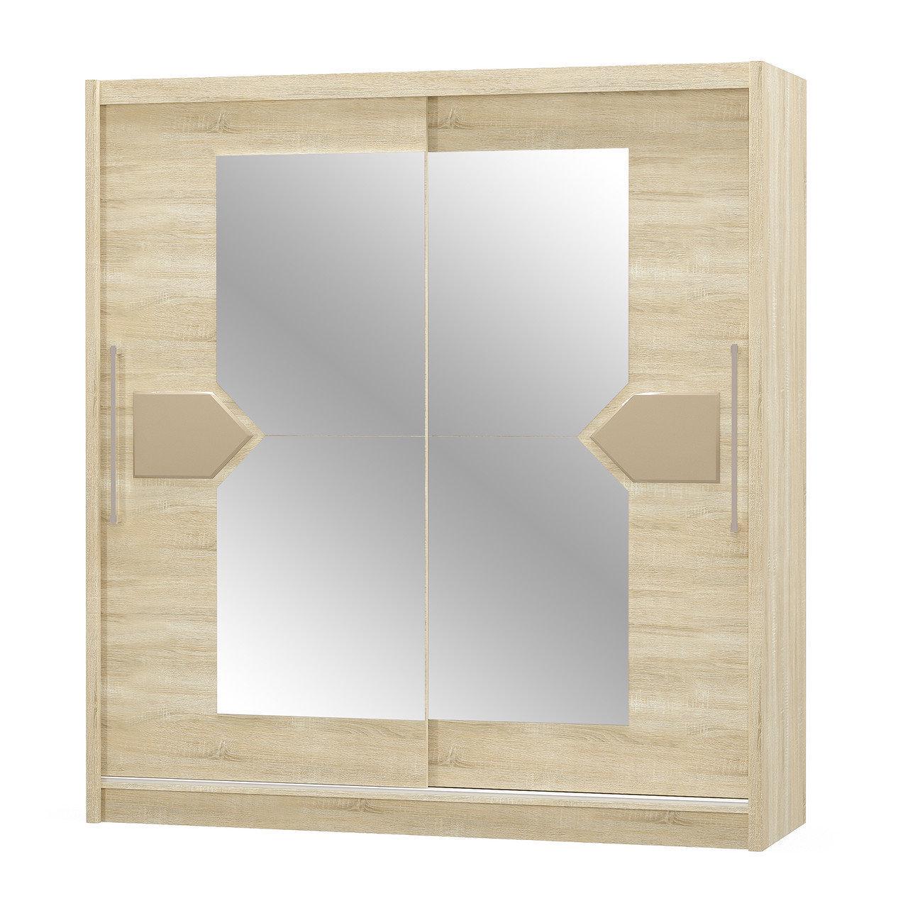 Шафа-купе з двома дверима Меблі-Сервіс Аляска 2 дзеркала ДСП Дуб Самоа МДФ Капучино - фото 1 Шафа-купе з двома дверима Меблі-Сервіс Аляска 2 дзеркала ДСП Дуб Самоа МДФ Капучино - фото 1