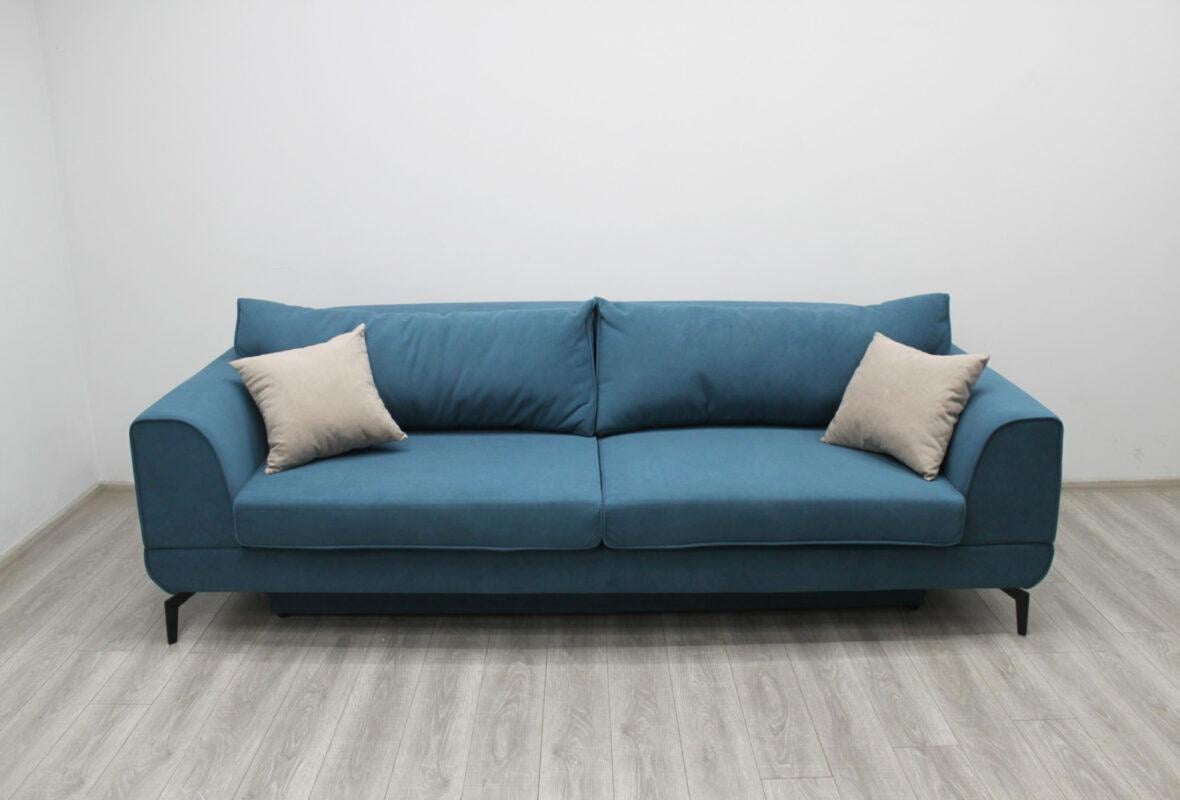 Диван раскладной Шик Галичина Флай ортопедический Натуральное дерево/Синий