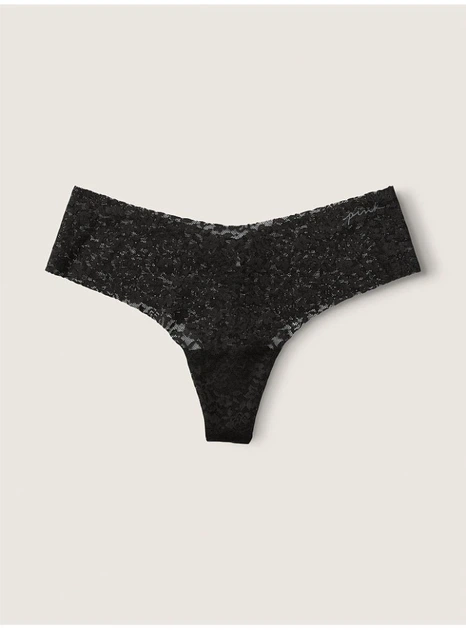 Трусики стринги Victoria's Secret Pink No-Show Soft Lace M Черный (26540287)