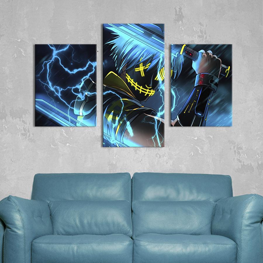 Картина для интерьера Неоновый аниме ниндзя 96x60 см (680-32)