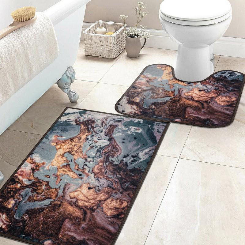 Набір килимків у ванну кімнату Print 351-2 57х90/57х60 см Коричневий/Бірюзовий