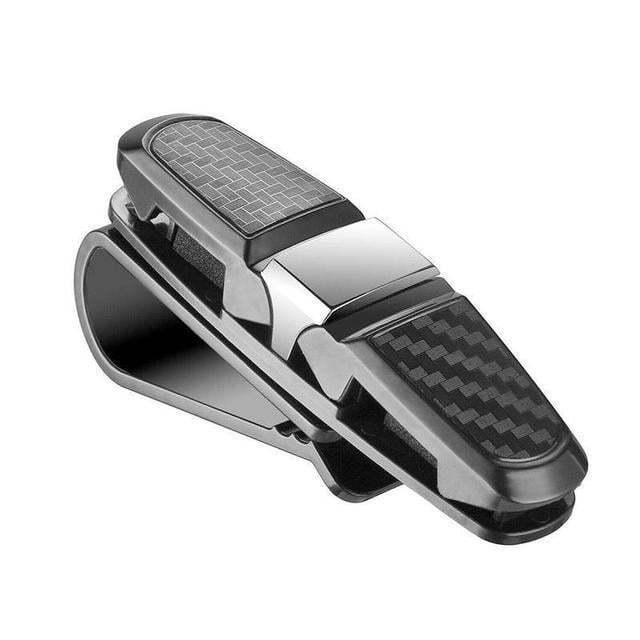 Держатель для очков на козырек 2 зажима Carbon/Silver (4132)