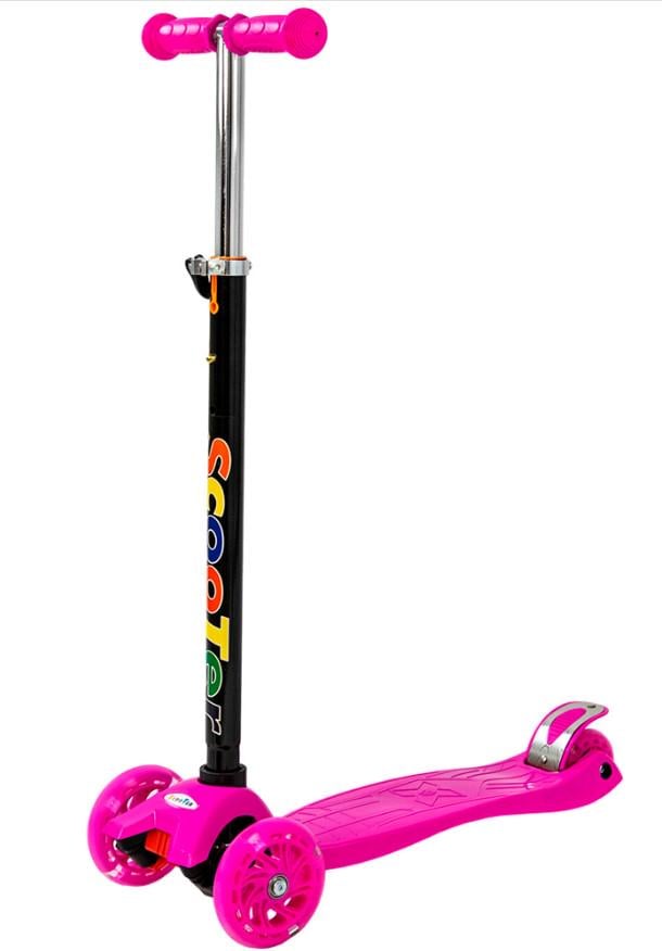 Самокат детский трехколесный Scooter Maxi 16 складной с подсветкой Розовый (2104619547)
