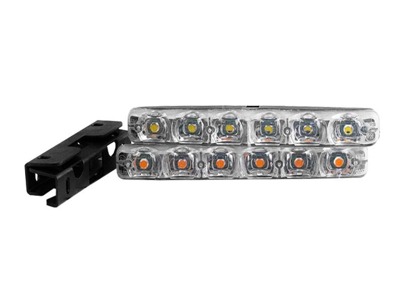 Дневные ходовые огни SMD4014-6led 12 В с бегущим поворотом Белый/Желтый (3027)