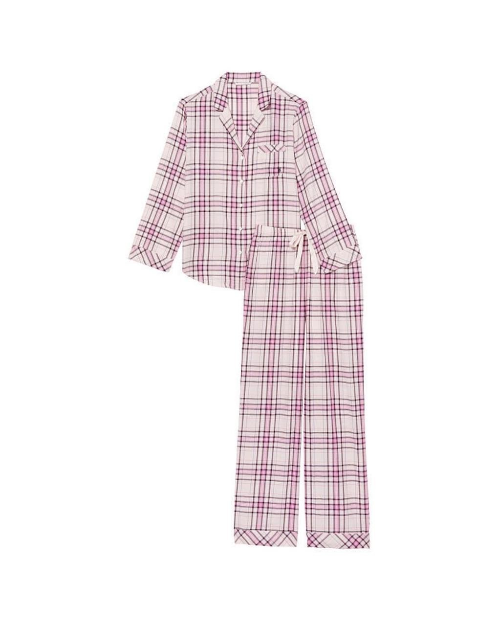 Пижама женская Victoria's Secret Flannel брюки/рубашка М Розовый (2095315422) - фото 3