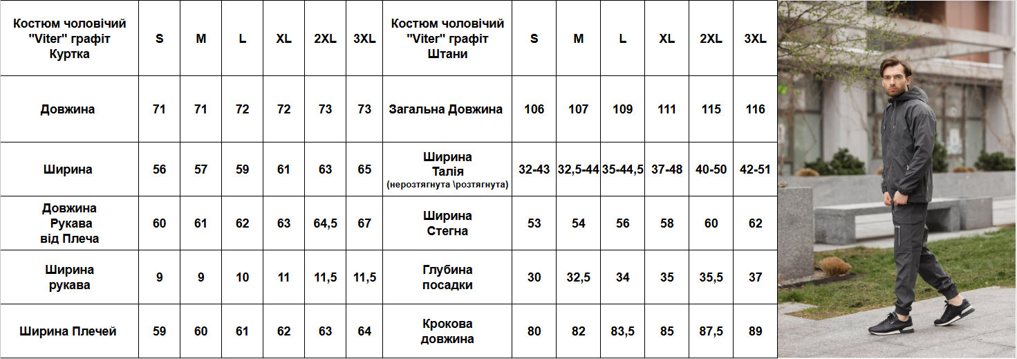 Костюм чоловічий Viter плащівка XXXL Графіт (1618227087/2/6) - фото 9