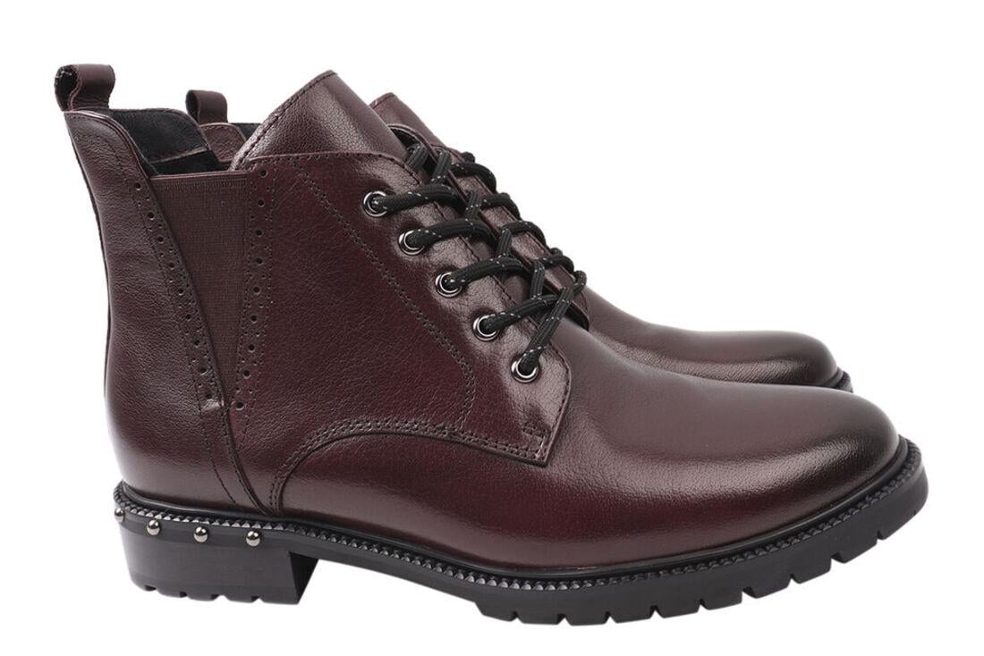 Ботинки женские Anemone из кожи на низком ходу на шнуровке р. 37 Бордовый (153-21DHC)