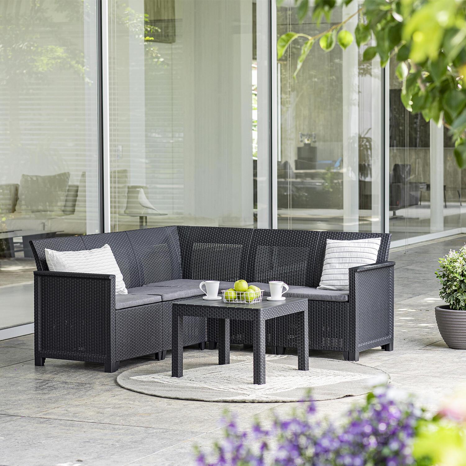 Кутовий диван та столик Keter Emma 5 Corner Графіт (249597)