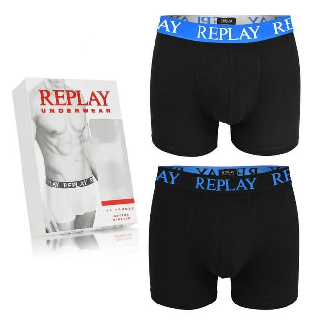 Труси-боксери чоловічі анатомічні Replay 2 шт. L Чорний/Синій - фото 2 Труси-боксери чоловічі анатомічні Replay 2 шт. L Чорний/Синій - фото 2