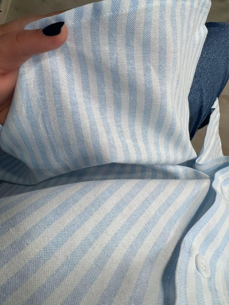 Сорочка жіноча A-N 25130-1 в смужку оверсайз бавовняна OS Блакитний (26852061) - фото 10 Сорочка жіноча A-N 25130-1 в смужку оверсайз бавовняна OS Блакитний (26852061) - фото 10