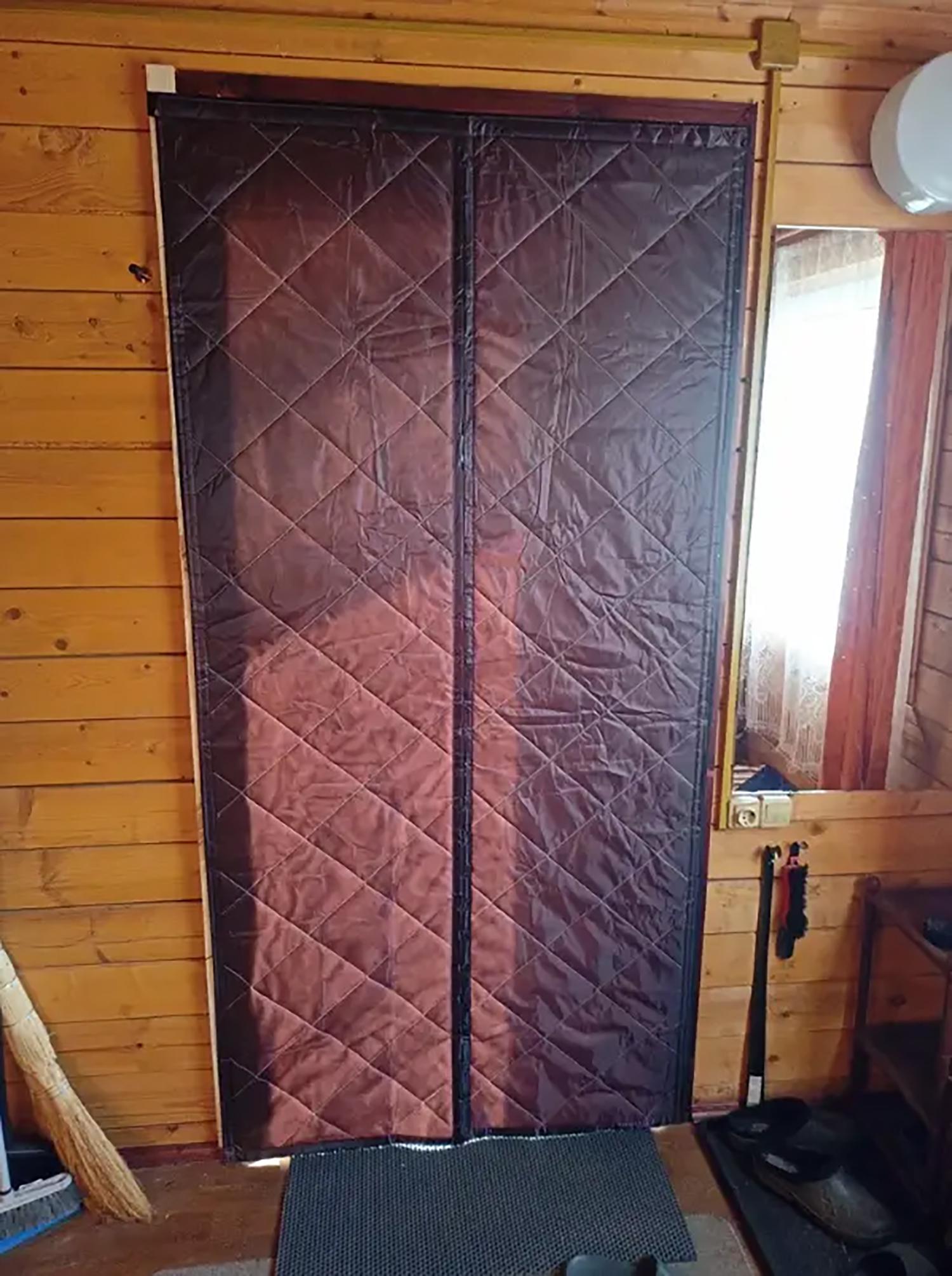 Штори теплоізоляційні для вхідних дверей на магнітах 90х210 см Сірий (29424083) - фото 9