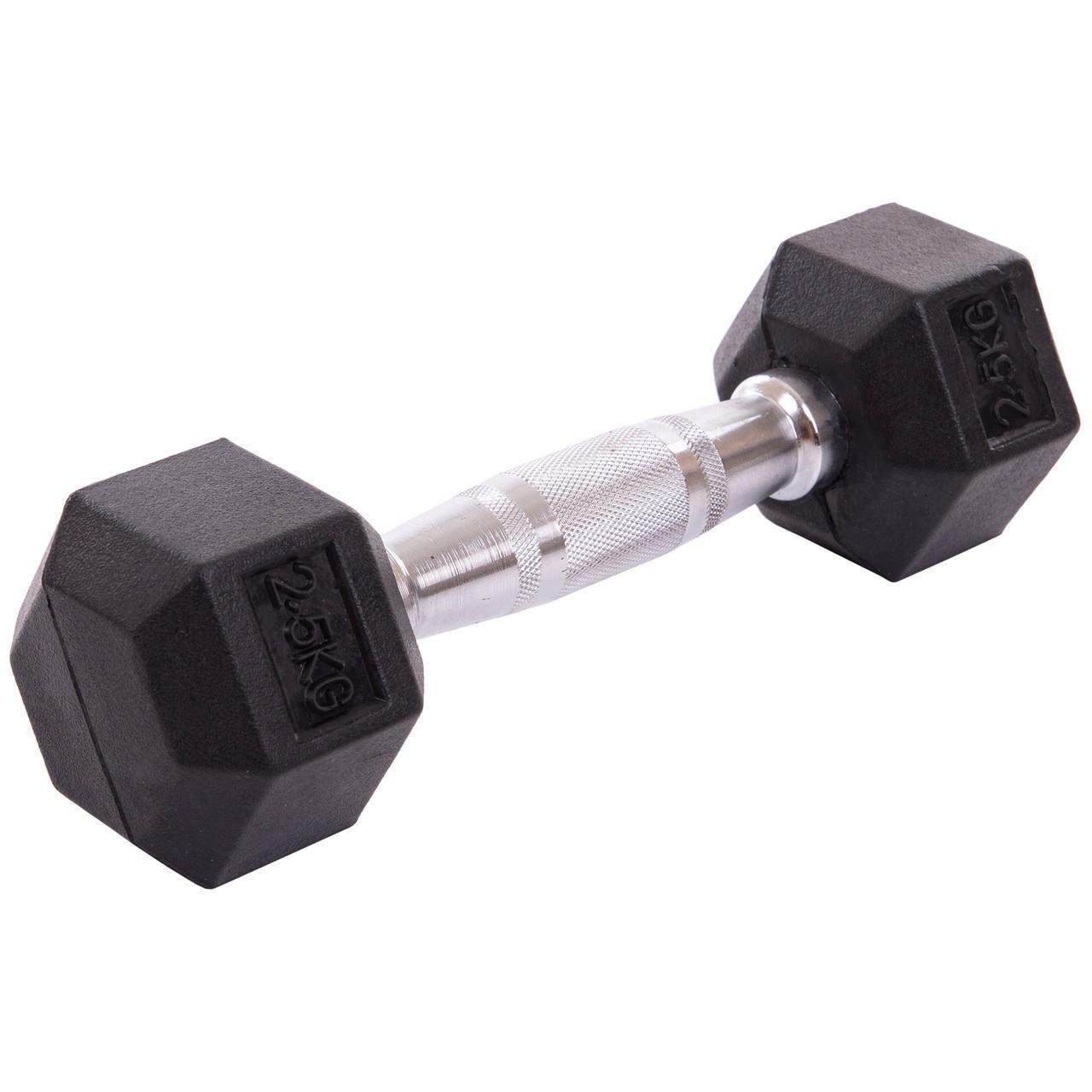 Гантель цельная SP-Planeta LN-1205-2_5 шестигранная гексагональная обрезиненная 2,5 кг (2534251170)