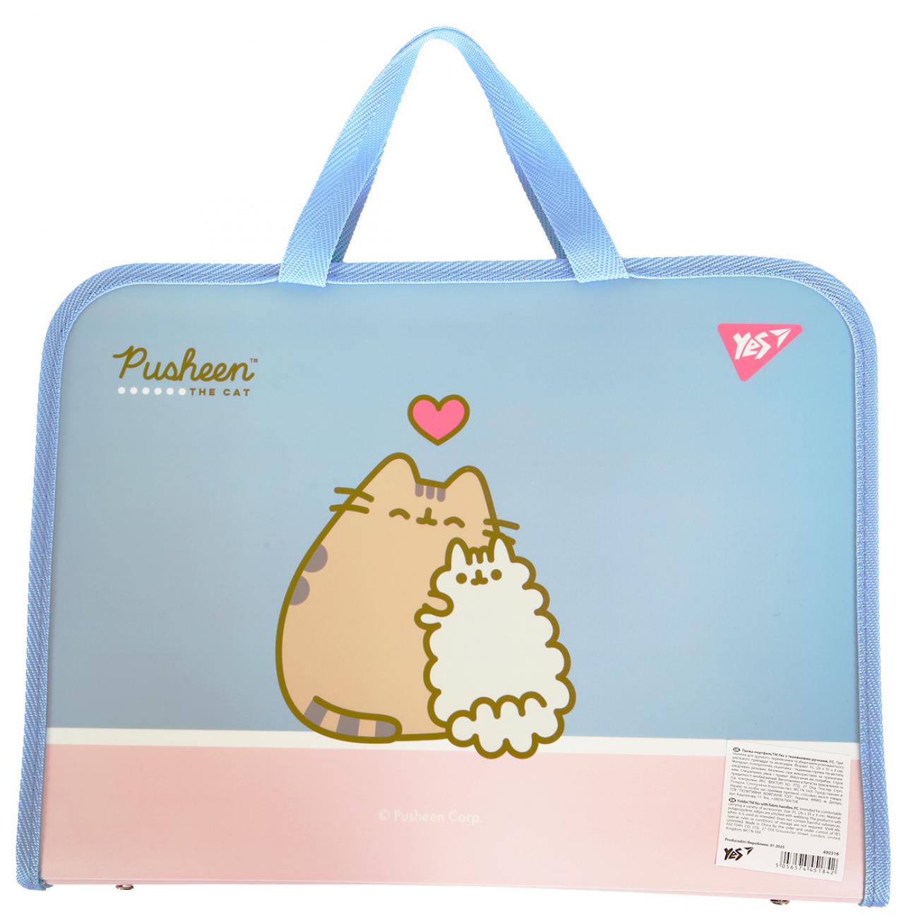 Папка-портфель шкільний YES FC Pusheen на блискавці з тканинними ручками (492316) - фото 2