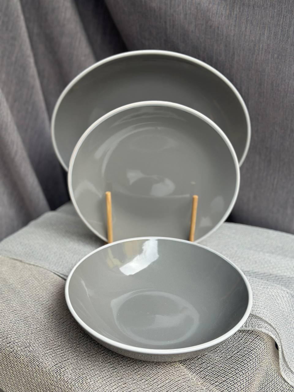 Столовый сервиз Bagheria Grey керамика 12 предметов Серый