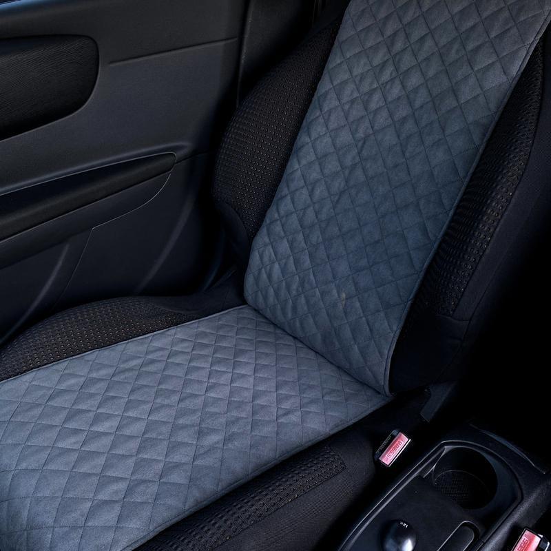 Накидка на сиденье автомобиля эко-замша узкая 1 шт. Серый (785) - фото 3