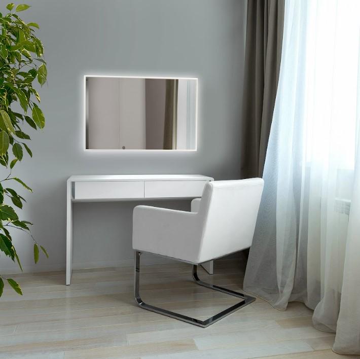 Дзеркало настінне з підсвіткою в алюмінієвій рамі 700х500 мм Білий (29519113)