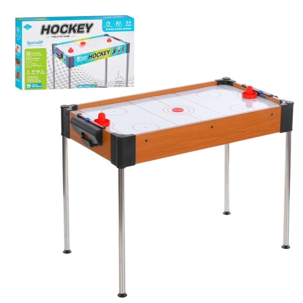 Настольная игра Аэрохоккей 2559 деревянный стол с металлическими ножками 76х39х61 см батарейках