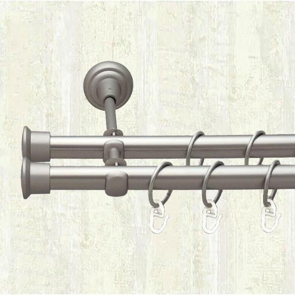 Карниз металевий Orvit Дуо двохрядний 19/19 мм відкритий 160 см Сатин (000-7067)