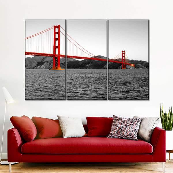 Модульная картина KIL Art Мост Золотые Ворота из трех частей 78x48 см (M3_M_140)