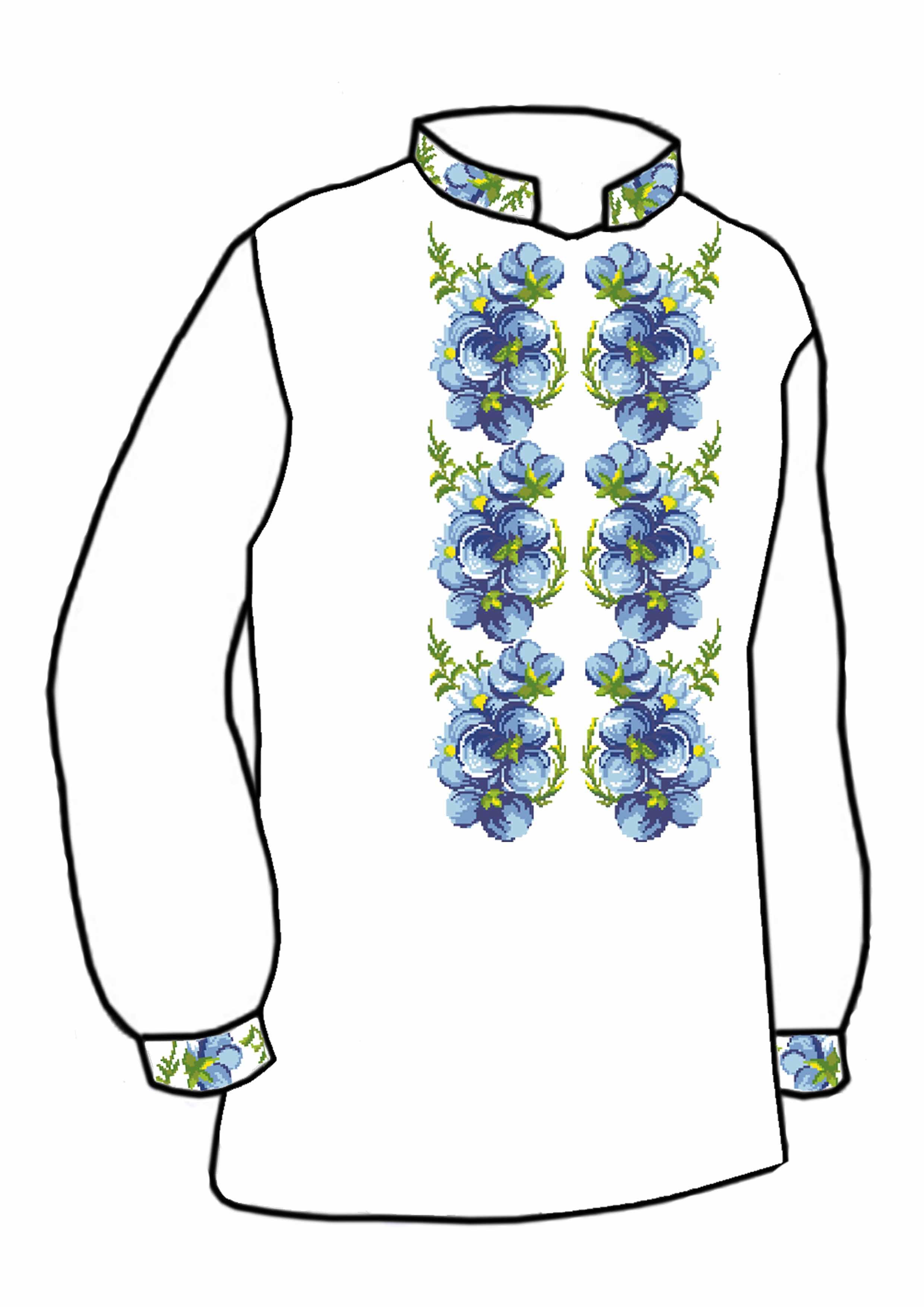 Заготовка для вышивки нитями или бисером/рубашка мужская не пошитая СЧД-212 домотканное полотно