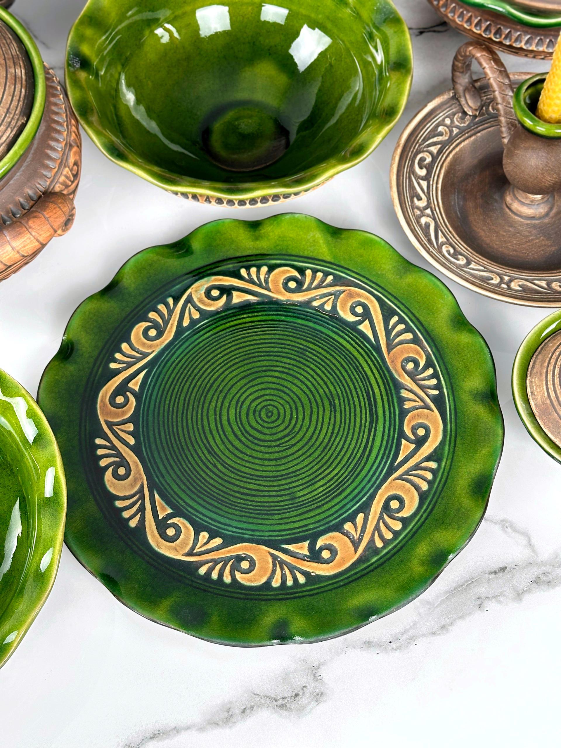 Набор глиняной посуды Рождественский Двенадцать блюд Гражда на 6 человек Коричневый (17019-36) - фото 9