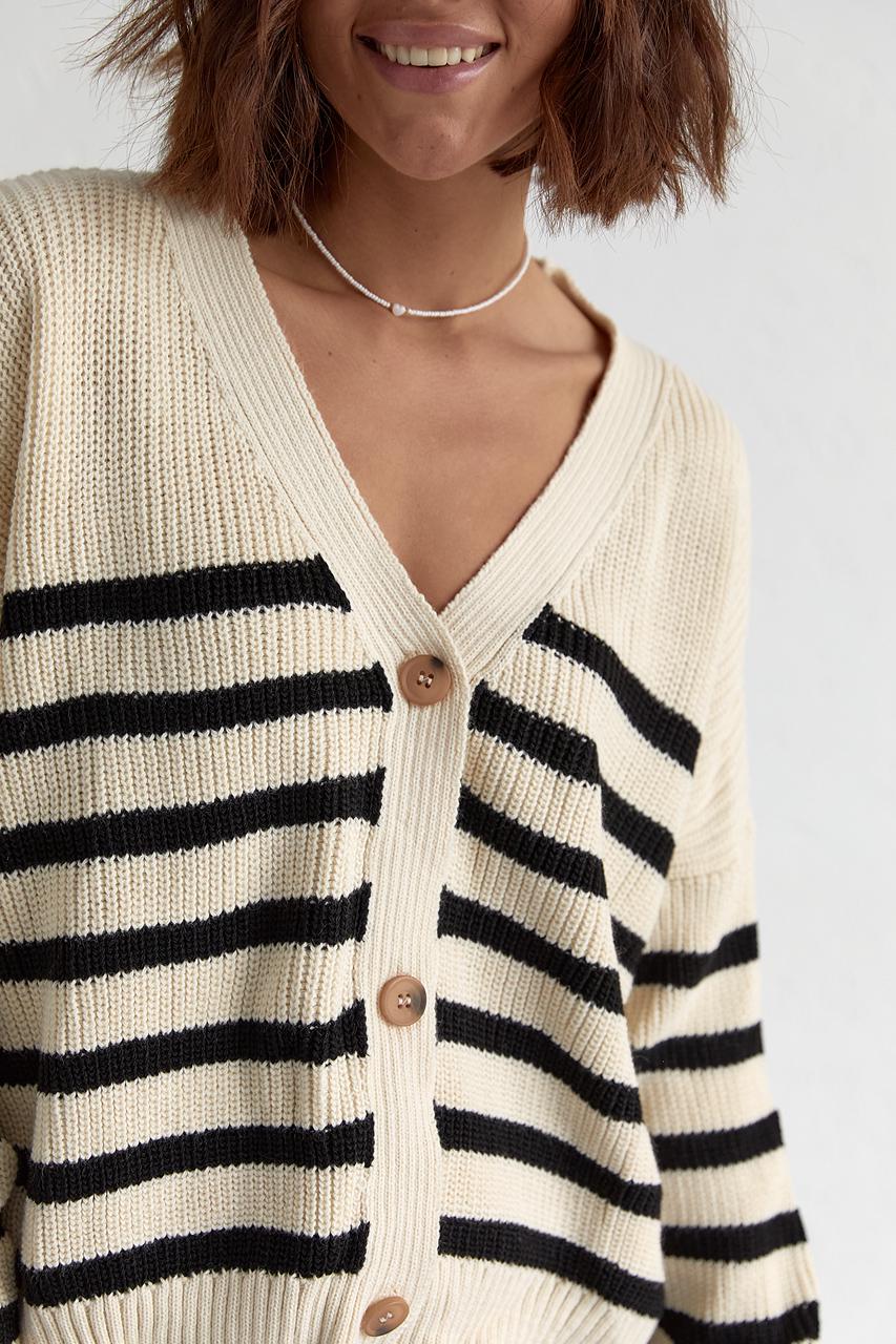 Кардиган вязаный оверсайз M Бежевый (11352432) - фото 4 Кардиган вязаный оверсайз M Бежевый (11352432) - фото 4