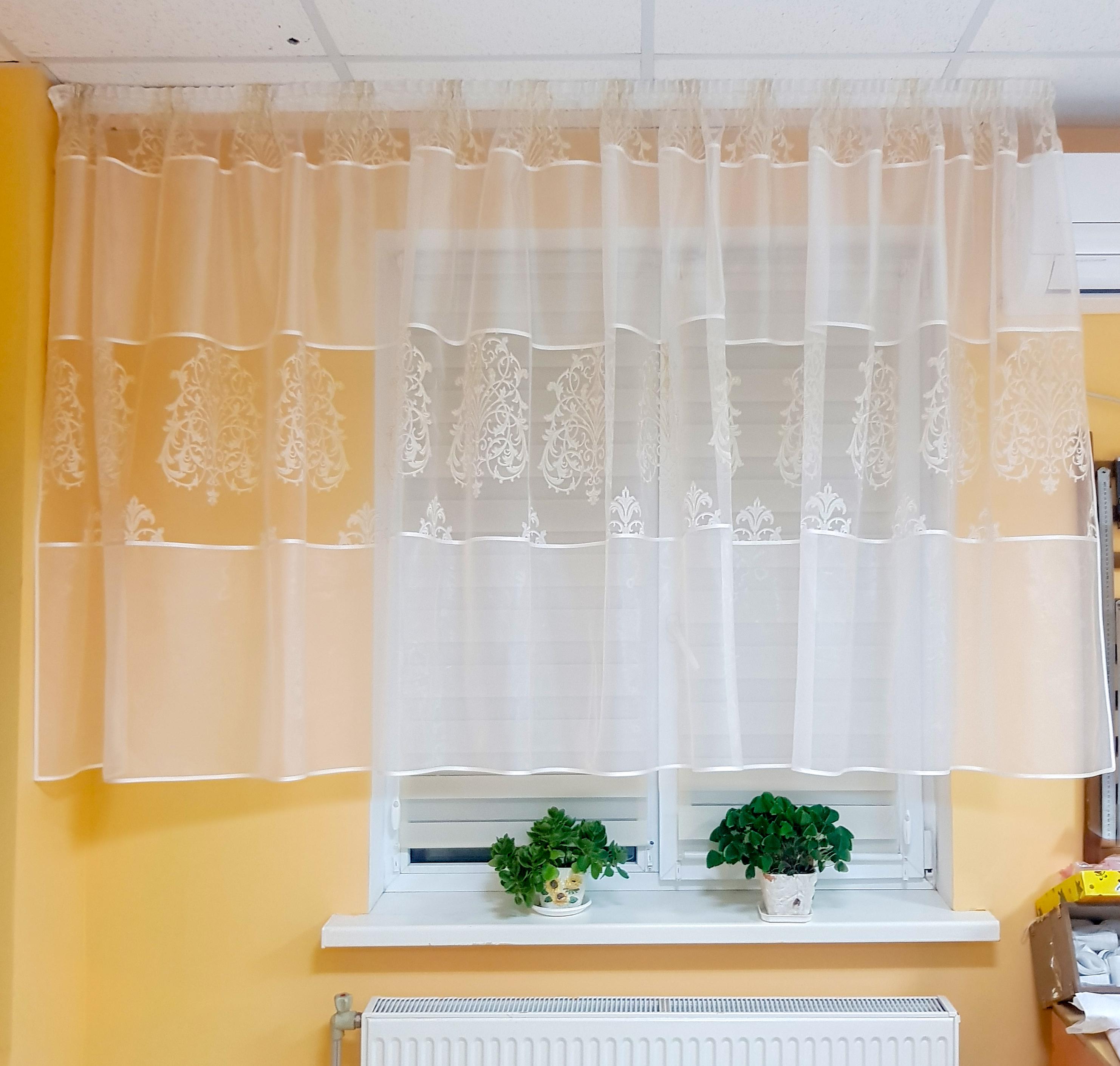 Тюль до подоконника Firanka Дамаск органза карниз 200 см Белый (20_7а)