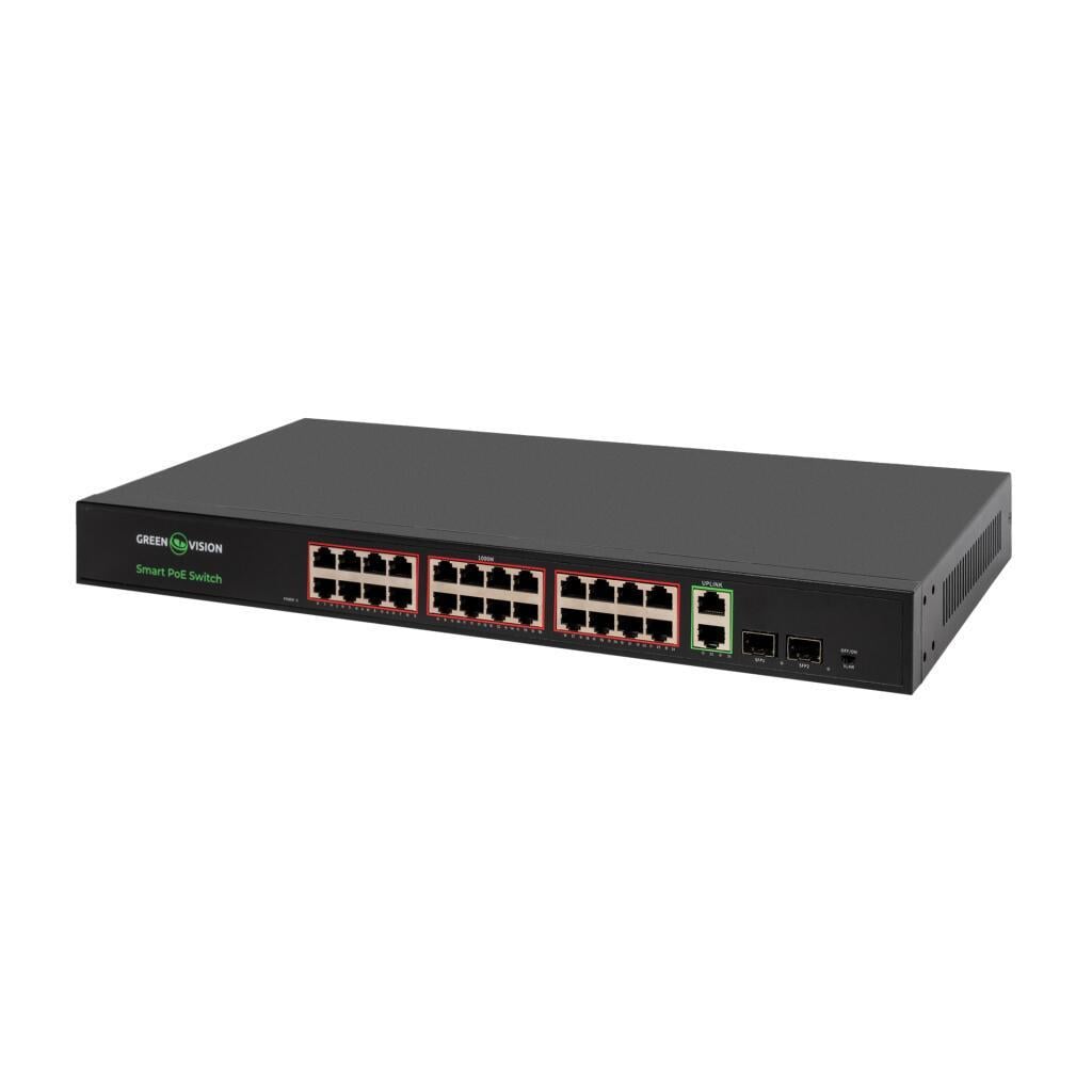 Коммутатор сетевой POE GreenVision GV-023-D-24G+2PG+2SFP