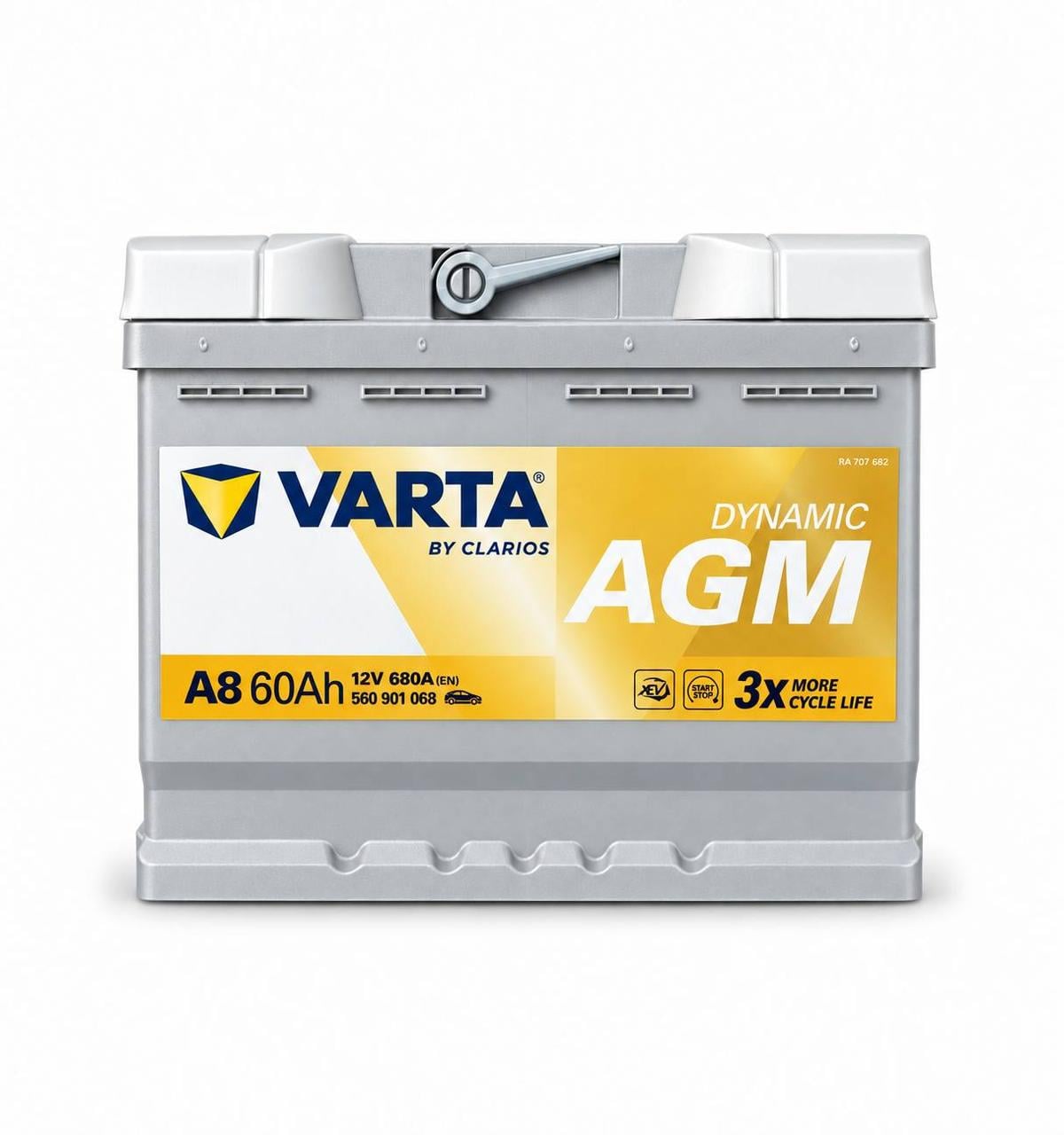 Акумулятор автомобільний Varta AGM A8 60 Ah 680A R+ 12V (3193611953) Акумулятор автомобільний Varta AGM A8 60 Ah 680A R+ 12V (3193611953)