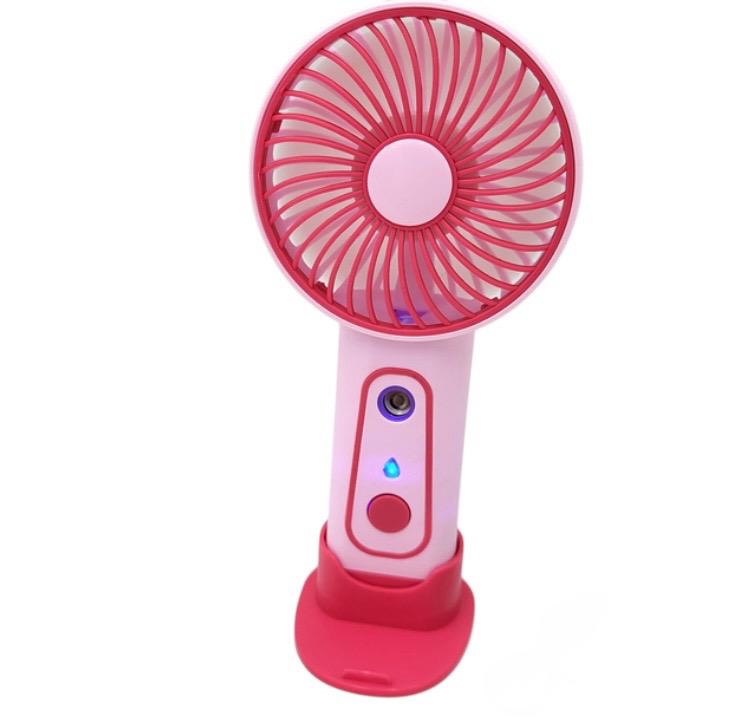 Вентилятор акумуляторний ручний зі зволоженням MINI FAN 1569 17х8 см Рожевий