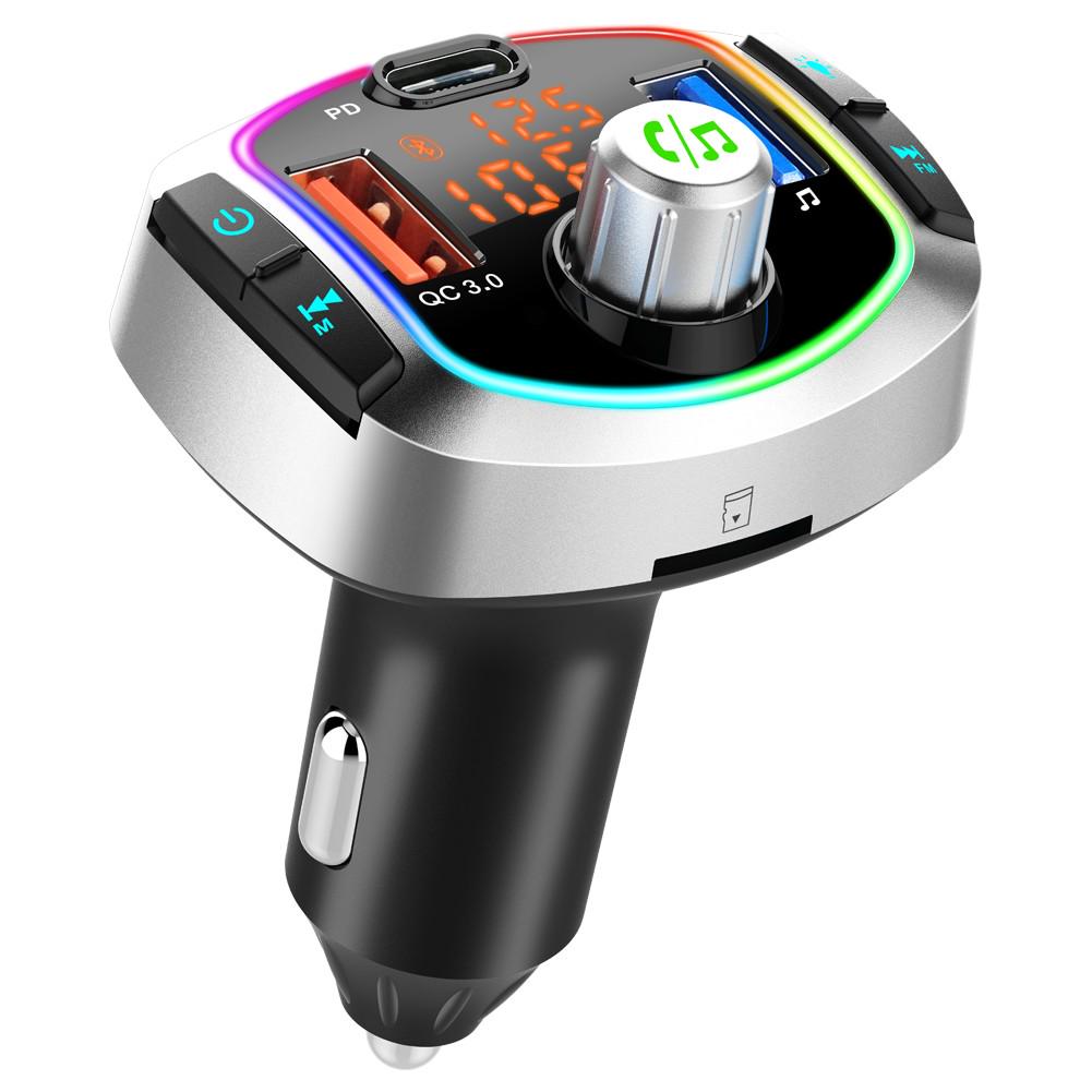 FM-трансмітер Aiver F63 MP3 RGB Bluetooth v5,0 TF PD3,0 + QC3,0 (24512)