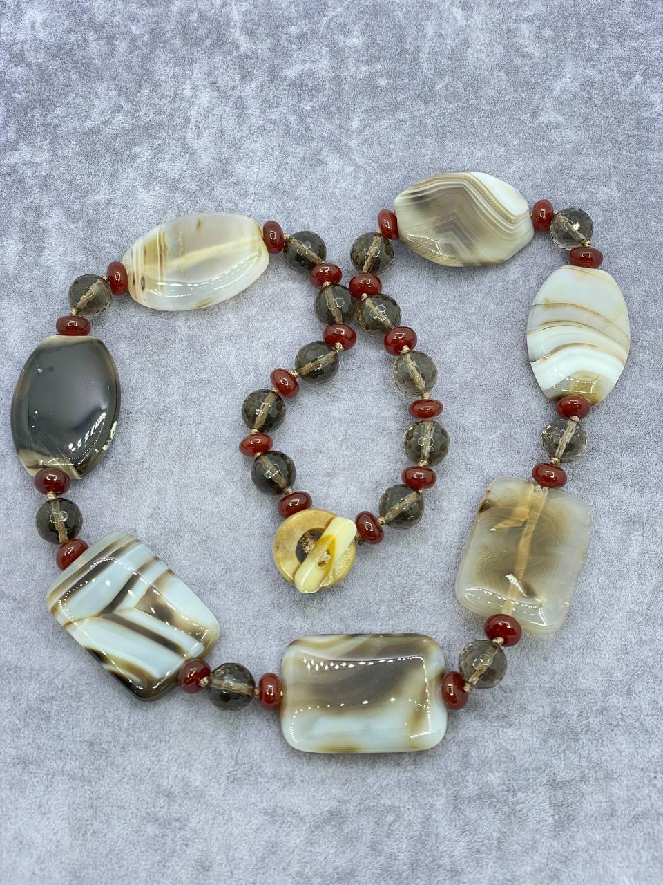 Бусы агат 50 см Разноцветный (9869)