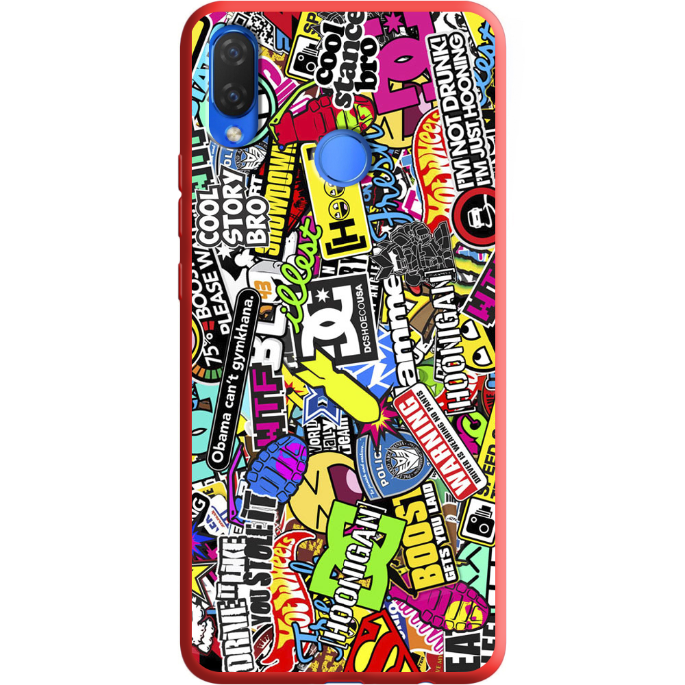 Чехол Boxface Huawei P Smart Plus Multicolored Inscriptions Красный силикон (34912-up880-36133)