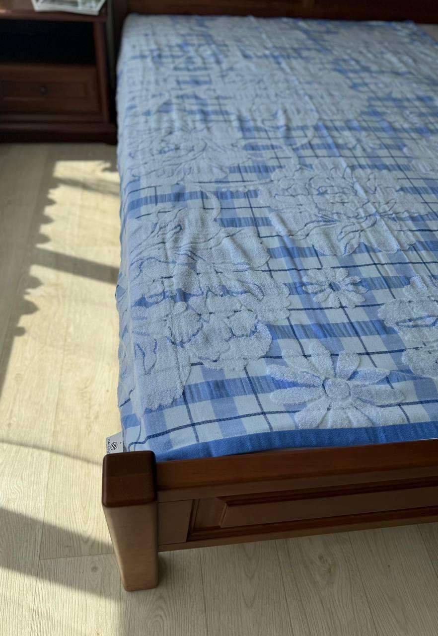 Простынь махровая хлопковая 180х200 см Голубой (П4К-m-prostin-001/2-01)