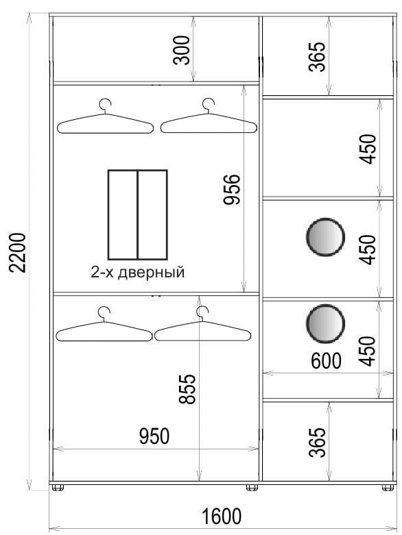 Корпус шкафа-купе Luxe CLS-4 1600x2200x600 мм Венге магия (21283) - фото 3