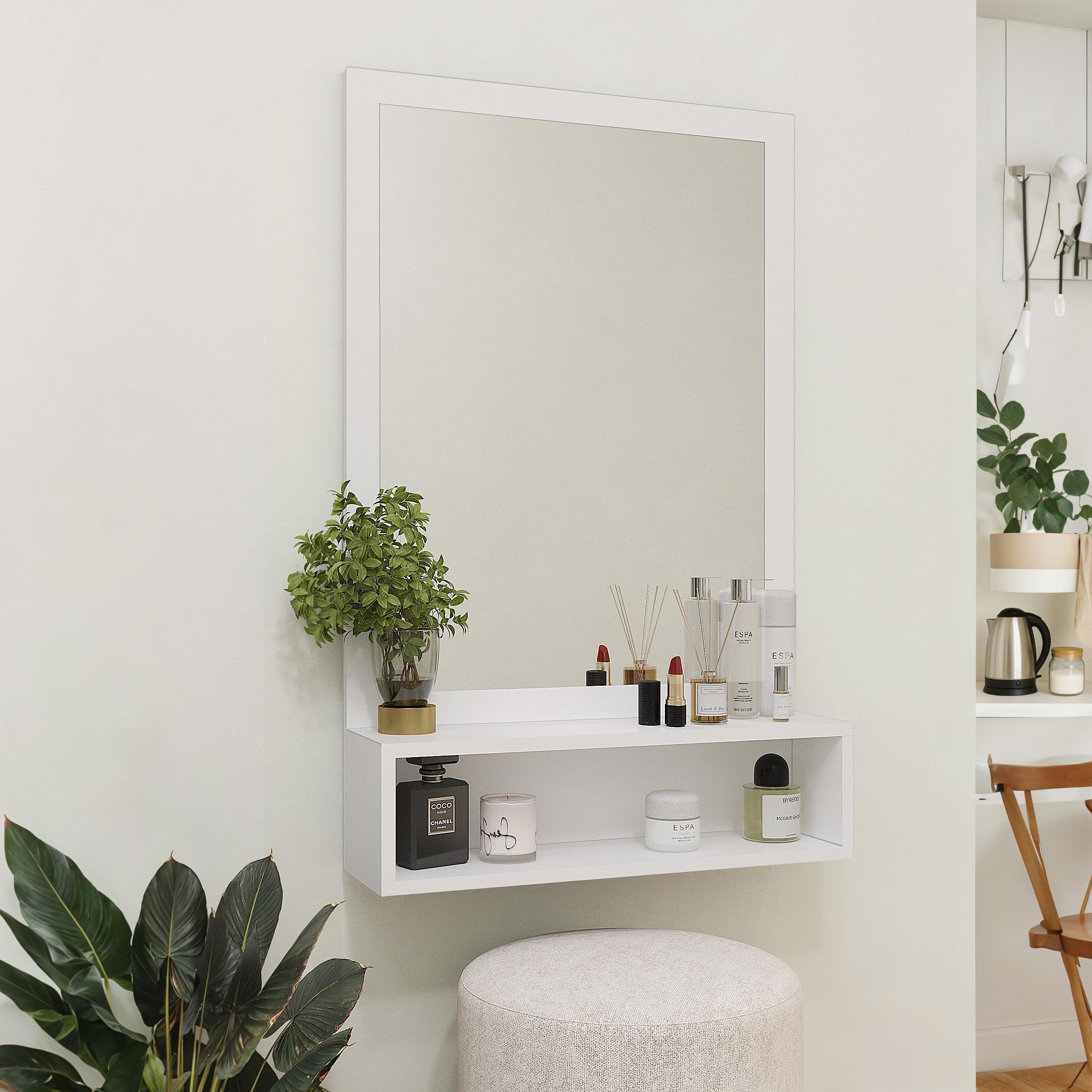 Дзеркало настінне з полицею NT-1 600х166х950 мм Білий - фото 1