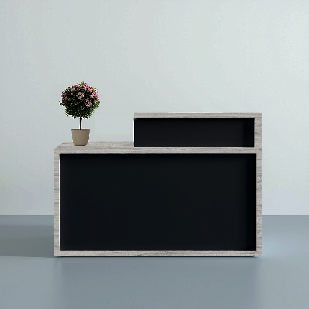 Стойка-ресепшн/4 Tobi Sho левосторонняя для офиса/салона с подсветкой 1600х600х1050 мм Дуб крафт белый/Черный (58679675) Стойка-ресепшн/4 Tobi Sho левосторонняя для офиса/салона с подсветкой 1600х600х1050 мм Дуб крафт белый/Черный (58679675)