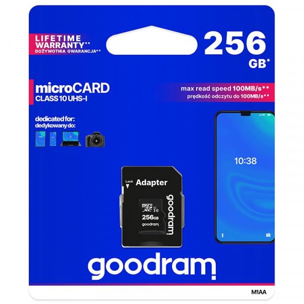 Карта памяти GoodRAM M1AA-2560R12 XC 256 Gb SDXC class 10 UHS I U1 Retail adapter (579059) - фото 5