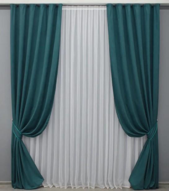 Комплект штор микровелюр Petek 1,5х2,7 м 2 шт. Лазурный (1506ш)