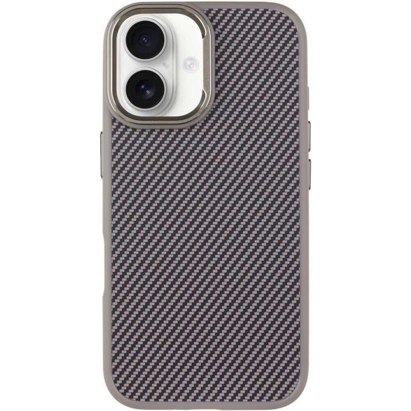 Противоударный чехол TPU+PC Carbon with MagSafe для Apple iPhone 16 (6.1") Grey