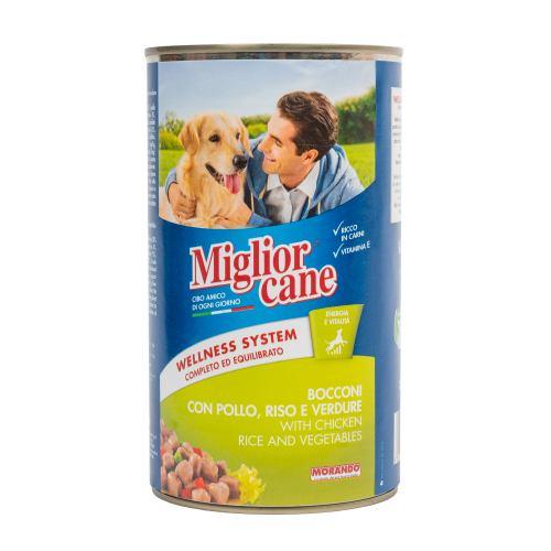 Вологий корм Migliorcane для собак зі шматочками курки рисом та овочами 1250 г