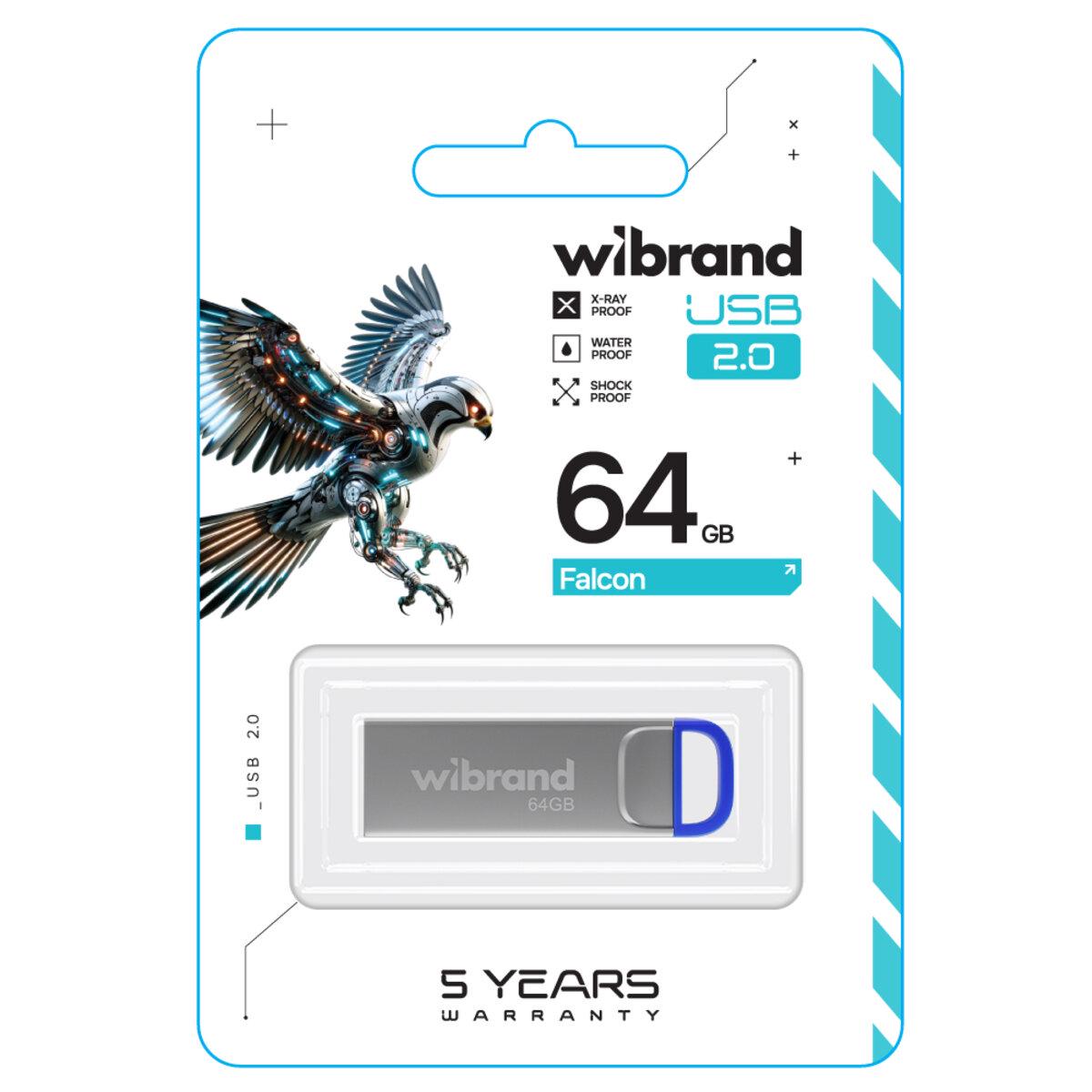 Флеш пам'ять Wibrand USB 2.0 Falcon 64 GB Blue - фото 1