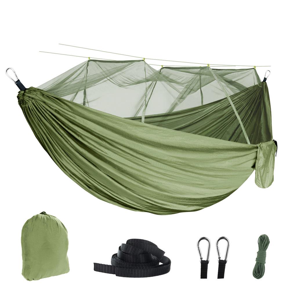 Гамак туристический Hammock Net нейлоновый с москитной сеткой Green