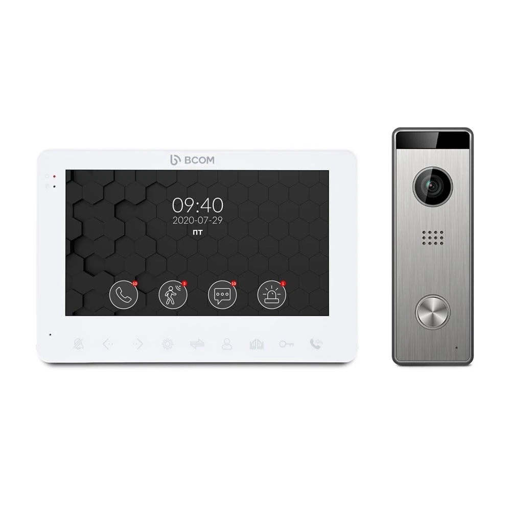 Комплект видеодомофон BCOM BD-780FHD White/видеопанель Tantos Triniti FHD