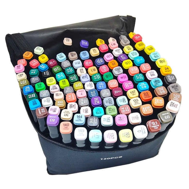 Маркеры для скетчинга двусторонние в чехле Touch Smooth 120 шт.