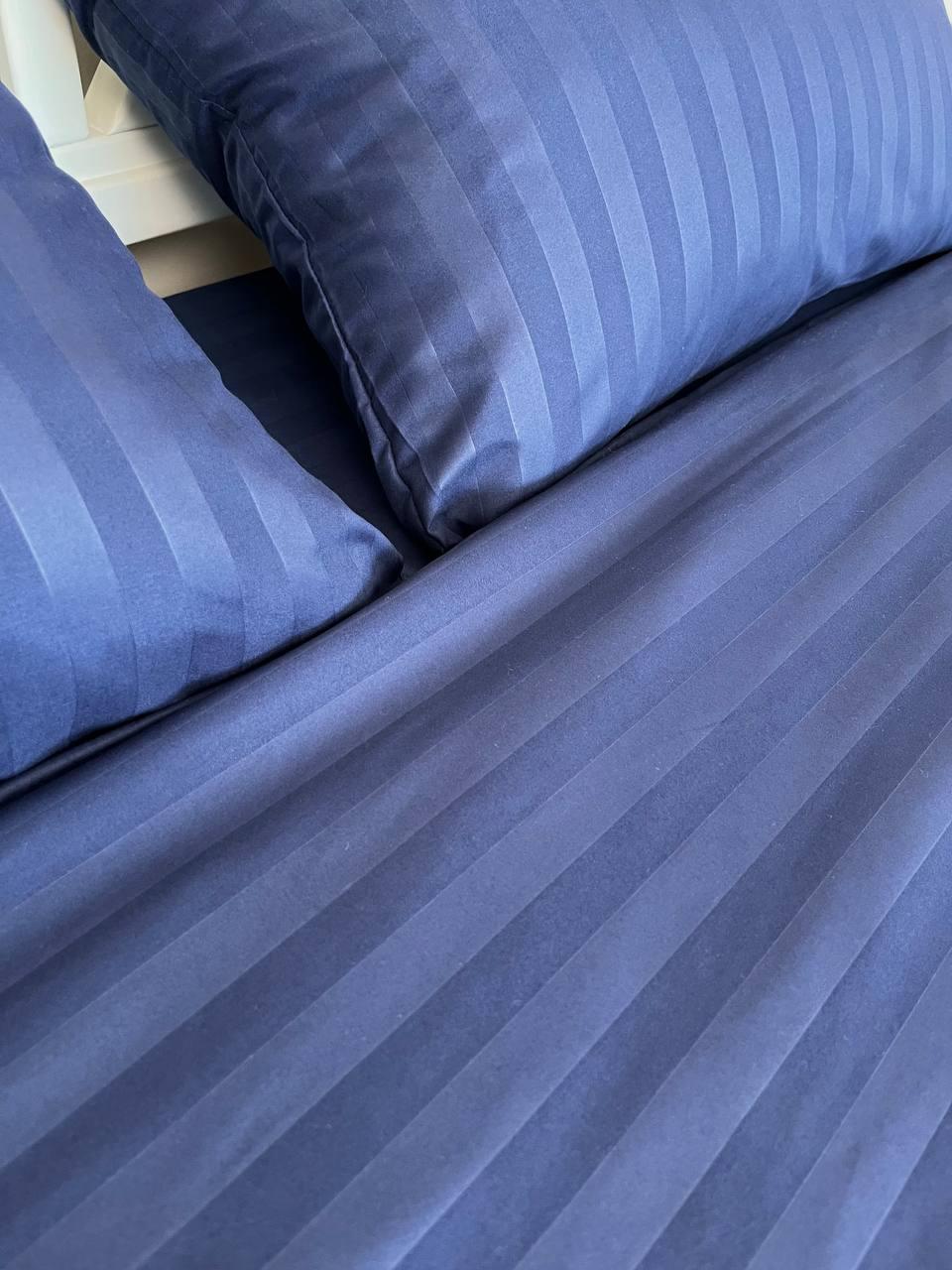 Комплект постельного белья ZHN полуторный страйп сатин 150х220 см Темно-синий - фото 6 Комплект постельного белья ZHN полуторный страйп сатин 150х220 см Темно-синий - фото 6