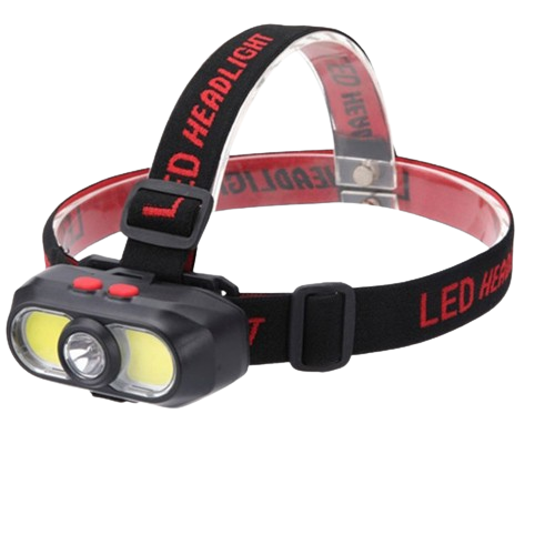 Фонарь налобный KX-302 с LED/2 COB аккумулятор 18650 зарядка USB-C Черный (623606)