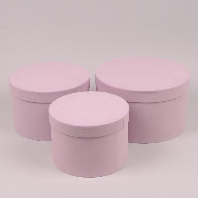 Комплект коробок для цветов Flora велюр 3 шт. Пудровый (39877)