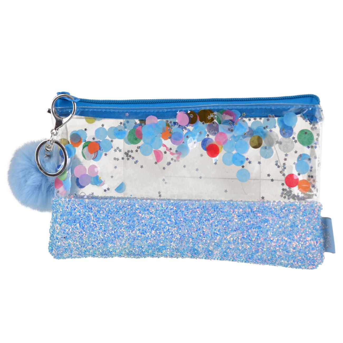 Пенал-косметичка YES с глиттером Galaxy Голубая (532710)