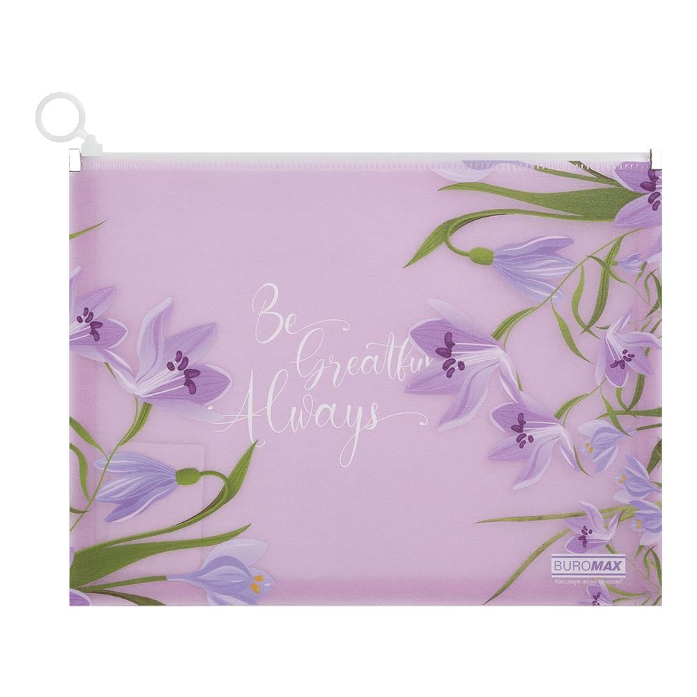 Папка-конверт Buromax Irises Arabeski на zip-молнии A4 полипропилен Розовый (BM.3975-39)